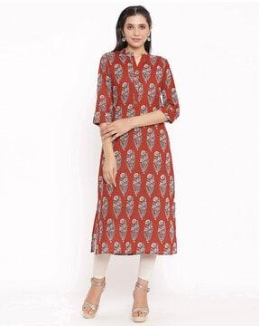 flora printed straight kurta