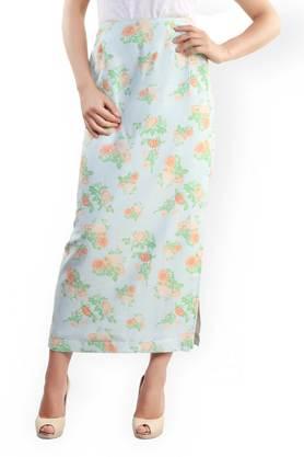 floral crepe regular fit women's casual skirt - blue