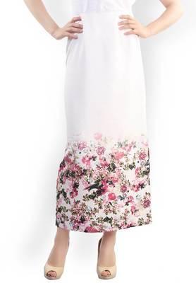 floral crepe regular fit women's casual skirt - white