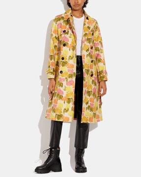 floral drill trench collar slim fit jacket