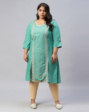 floral embroidered a-line kurta