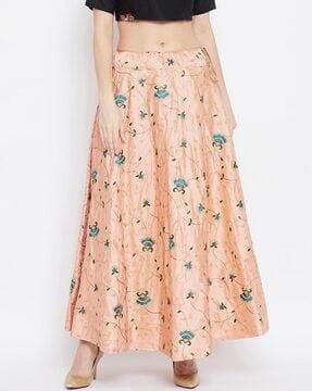 floral embroidered a-line skirt