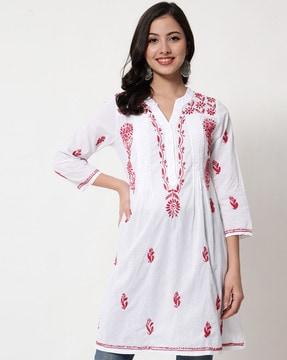 floral embroidered a-line tunic
