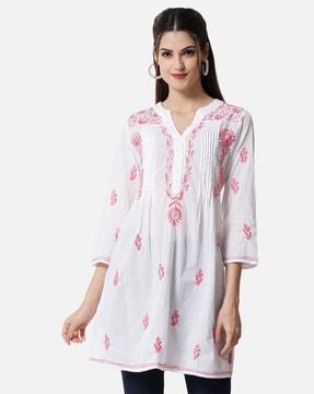 floral embroidered a-line tunic