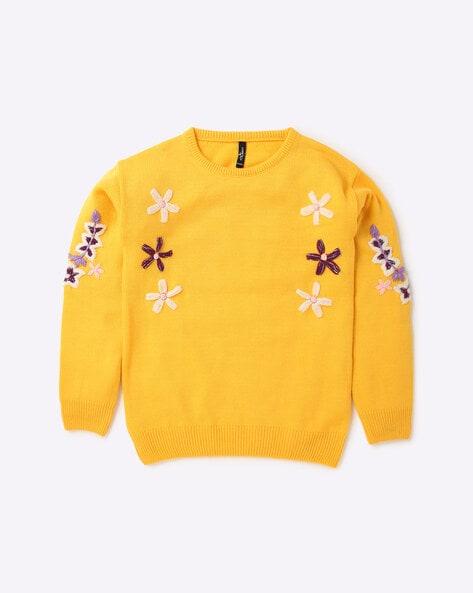 floral embroidered crew-neck pullover