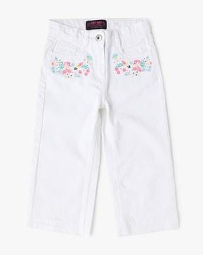 floral embroidered jeans