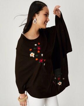 floral embroidered poncho