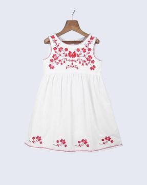 floral embroidered sleeveless a-line dress