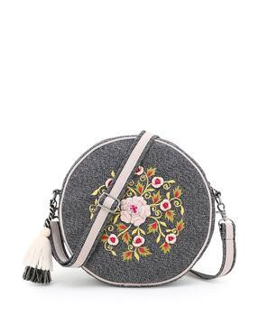 floral embroidered sling bag