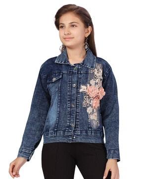floral embroidered trucker jacket