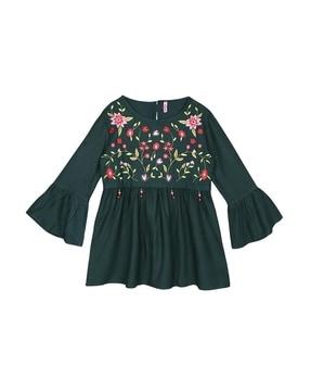 floral embroidered tunic with applique