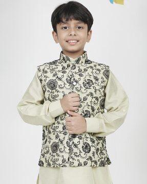 floral embroidered waistcoat with welt pocket