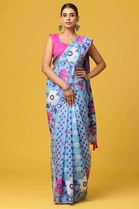 floral georgette festive wear women's saree - blue
