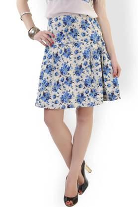 floral georgette regular fit women's casual skirt - blue