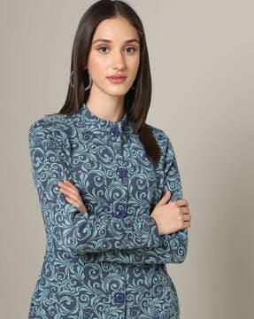 floral pattern cardigan with insert pocket