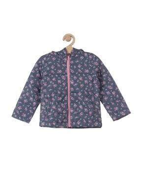 floral pattern zip-front jacket
