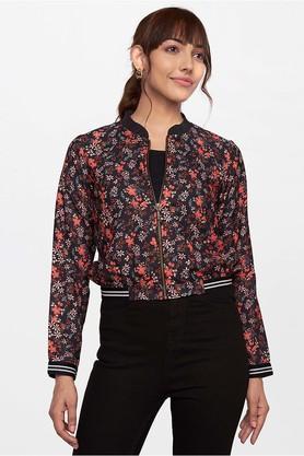 floral polyester regular fit women's casual jackets - multi