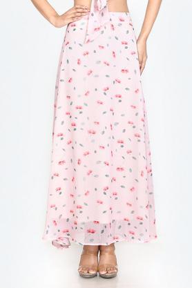 floral polyester regular fit women's casual skirt - pink