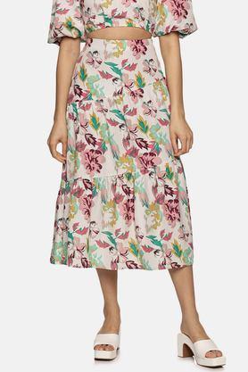 floral poplin regular fit women's midaxi skirt - multi