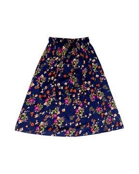 floral print a-line skirt with elasticated waist