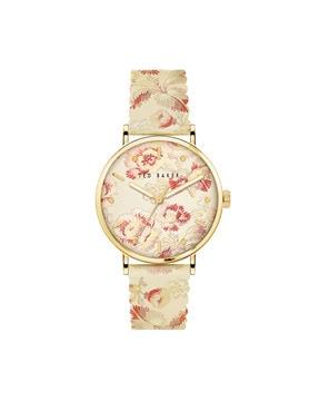 floral print analogue watch with leather strap-bkpphf202
