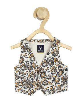 floral print button-front waistcoat