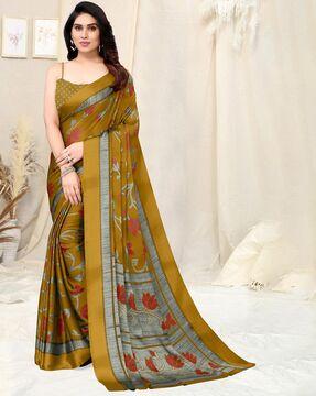 floral print chiffon saree with blouse set