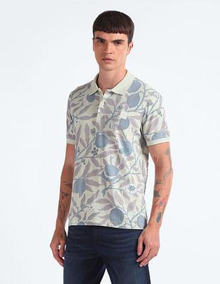 floral print cotton polo shirt