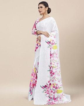 floral print cotton saree