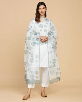 floral print cotton silk dupatta