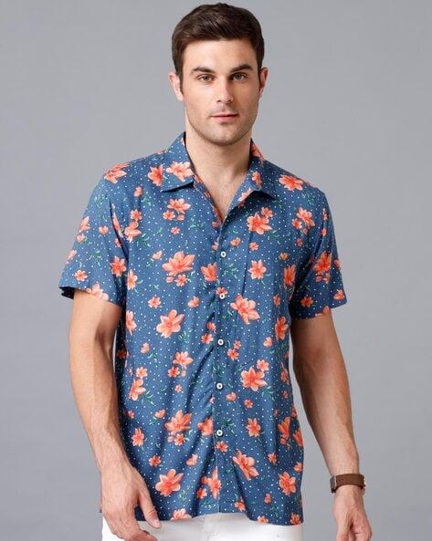 floral print cotton slim fit shirt