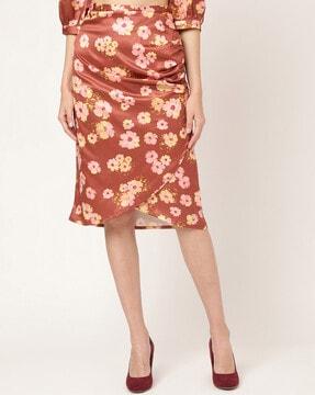 floral print draped-style skirt