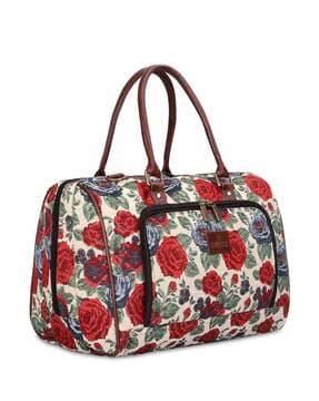 floral print duffle bag with detachable strap