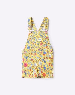 floral print dungarees with patch pockets
