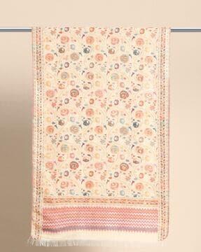floral print dupatta with fringed border