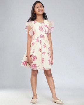 floral print fit & flare dress