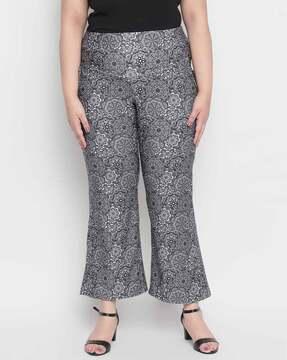 floral print flared palazzos with insert pockets