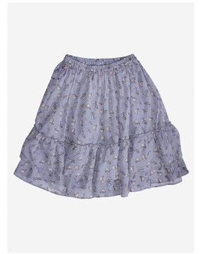 floral-print-flared-skirt-with-elasticated-waist