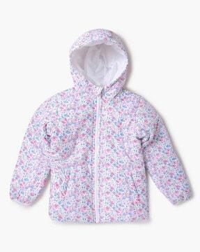 floral print hooded puffer jacket