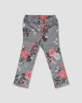 floral print jeggings with elasticated waist