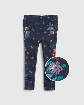floral print jeggings with elasticated waist