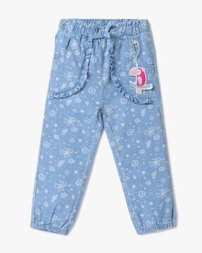 floral print joggers jeans with elasticated waist