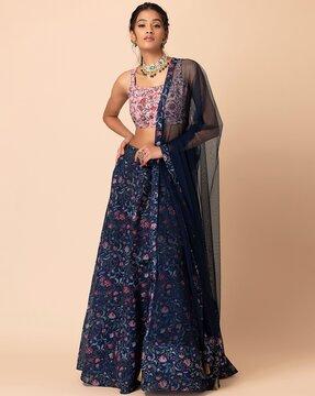 floral print lehenga with embroidered blouse & dupatta