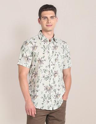 floral print linen cotton shirt