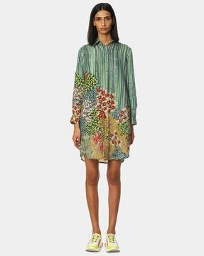 floral print linen shirt dress