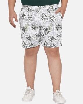 floral print mid-rise flat front city shorts