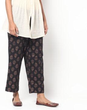 floral print pants with elasticated waist