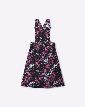 floral print pinafore dress