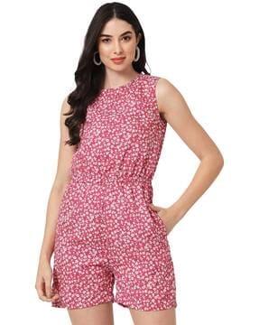 floral print playsuit with elasticated waist