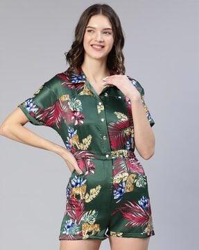 floral print playsuit with insert poctets